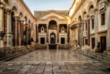 The Diocletian's Palace In Split, Croatia - Famous Diocletian Palace Is Ancient Palace Built For Emperor Diocletian In Historic Center Of Split, Croatia.