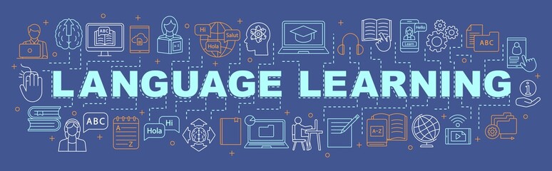 Language learning word concept banner