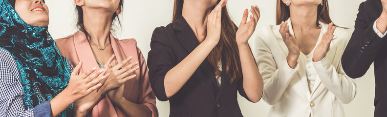 business people applauding in a business meeting. conference and presentation award concept.