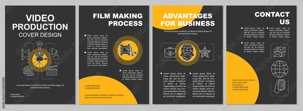 Video production agency brochure template layout - obrazy, fototapety, plakaty 