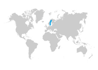  Sweden map is highlighted in blue on the world map