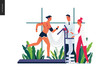 © grivina - Medical tests template - cardiac stress test -modern flat vector concept digital illustration of stress test procedure -patient with sensors on treadmill and doctors carrying out procedure, laboratory