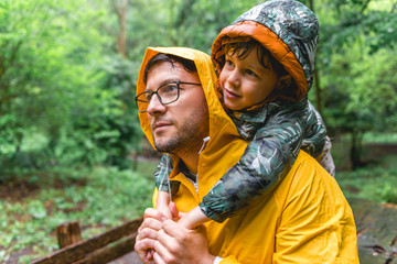 father and son spending afternoon in the park