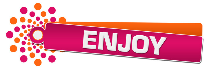 Sticker - Enjoy Pink Orange Circular Label 