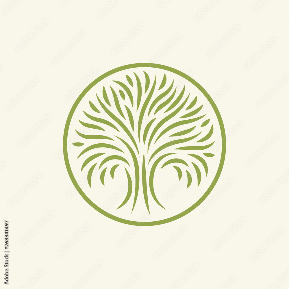Tree Round Sign Abstract round tree logo icon. Universal creative premium solid symbol ...