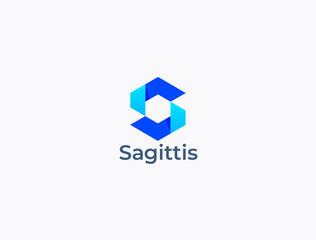 modern creative letter s logotype. abstract hexagon logo. creative dynamic round logotype. connectio