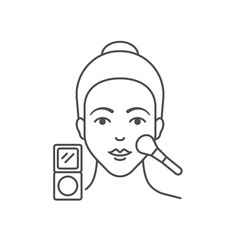 Wall Mural - Vector illustration of woman is applying face powder, flat style