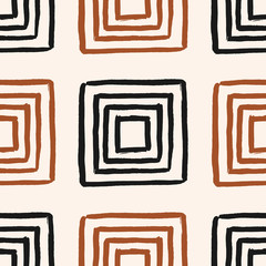 Poster - Hand Drawn Brush Strokes Geometric Seamless Pattern