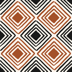 Poster - hand drawn brush strokes geometric seamless pattern