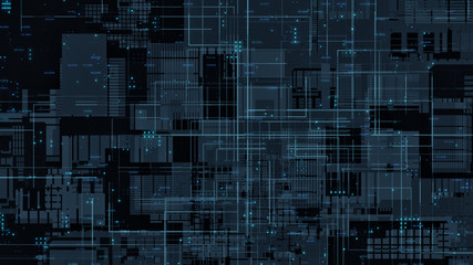 Wall Mural - abstract futuristic background circuit board with dots and lines (3d render)