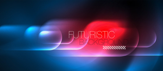 Blue neon round shapes techno background