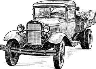 Sketch of an old truck of times of World War II