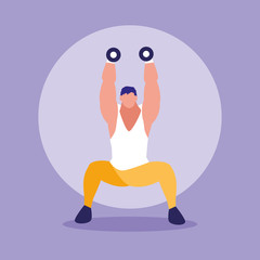 Poster - young man lifting dumbbells avatar character