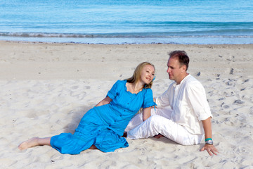 the loving couple on the seashore, Cuba, Varadero