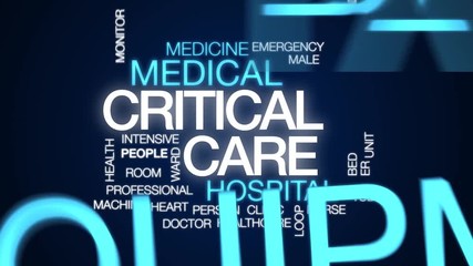 Poster - Critical care word cloud. Kinetic typography.