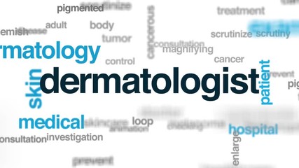 Poster - Dermatologist animated word cloud. Kinetic typography.