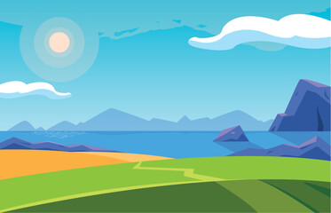 Sticker - landscape with lake scene icon