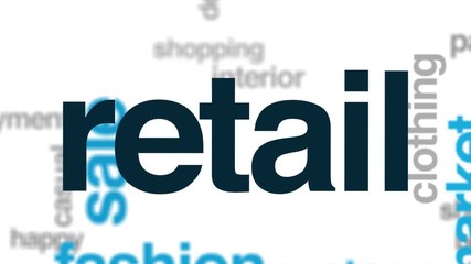 Wall Mural - Retail animated word cloud. Kinetic typography.