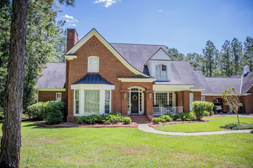 Large Red Brick Traditional Colonial Home House on a large Wooded lot in the south