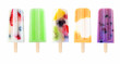 Assortment of fruit summer popsicles isolated on a white background