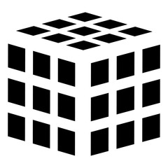 Fototapete - Cube with grid, mesh of squares surfaces. Geometric cube icon, geometric cube symbol