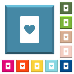 Wall Mural - Heart card symbol white icons on edged square buttons