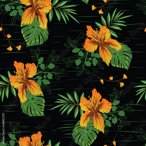 beautiful tropical flower seamless pattern