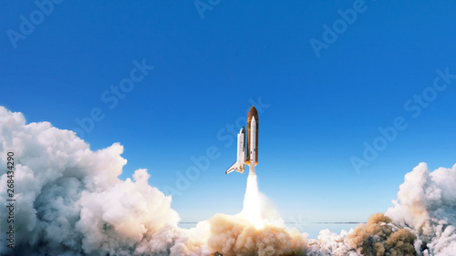 Spacecraft takes off into space Canvas Print