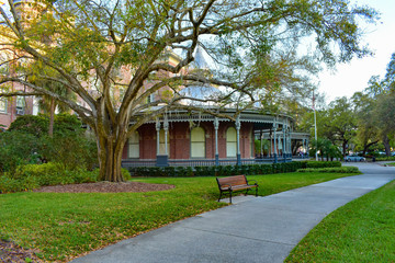 Wall Mural - Tampa Bay, Florida. March 02, 2019. Interior gardens and gallery by Henry B. Plant Museum in downtown area (1).