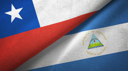 Chile and Nicaragua two flags textile cloth, fabric texture