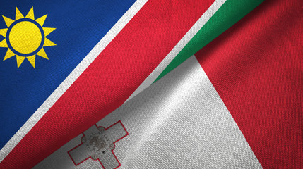 Namibia and Malta two flags textile cloth, fabric texture