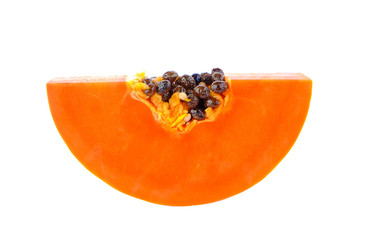 Wall Mural - papaya slice on white background