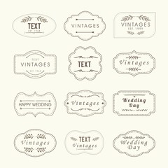 Wall Mural - Vintage frames, sign boards set isolated on vintage color. Calligraphic design elements. wedding shape  design template vect or