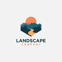 Mountain And River Landscape Adventure Logo Icon Vector Template On White Background