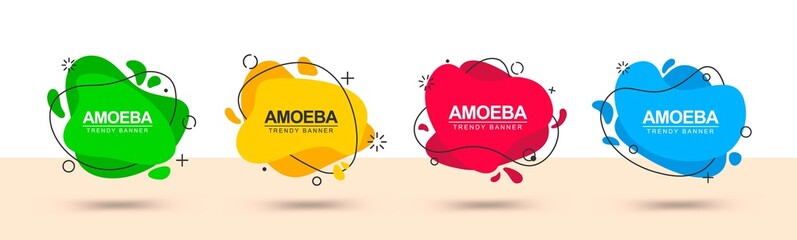 Wall Mural - set of modern banners with black outlines and design elements. ready abstract banner template for us