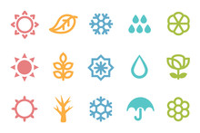 Five Seasons Symbol 3 Set. Weather Element.