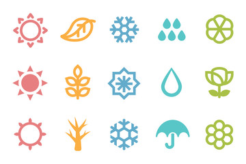 five seasons symbol 3 set. weather element.