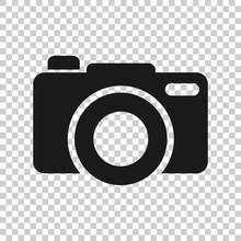 Camera Device Sign Icon In Transparent Style. Photography Vector Illustration On Isolated Background. Cam Equipment Business Concept.