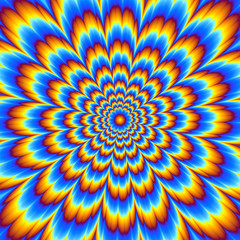 Wall Mural - pulsing blue flower. optical illusion of movement.