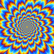 Pulsing Blue Flower. Optical Illusion Of Movement.