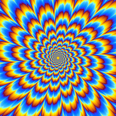 Wall Mural - pulsing blue flower. optical illusion of movement.