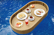 Floating breakfast in the swimming pool