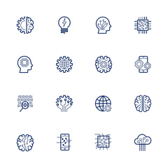 Sticker - Artificial Intelligence Related Vector Icon AI, robot, chipping, setting. Editable Stroke
