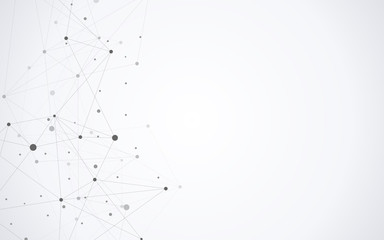 Global network connection. Abstract geometric background with connecting dots and lines. Digital technology and communication concept.