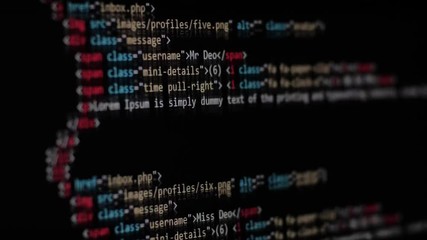 html web page code scrolling programming code abstract technology background for software developer 