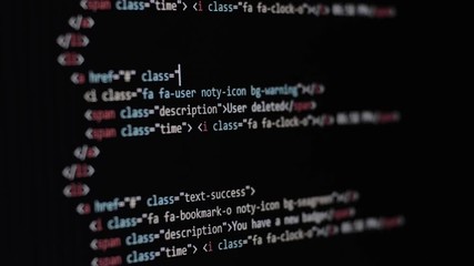 Wall Mural - html web page code scrolling programming code abstract technology background for software developer 