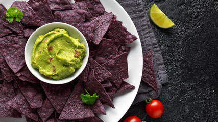 Poster - Blue corn Organic tortilla chips with Guacamole