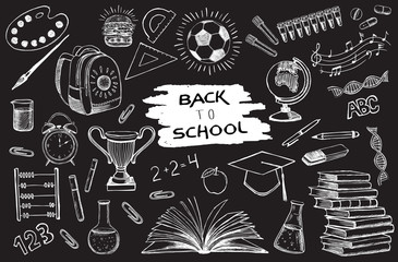 Wall Mural - Back To School hand drawn set