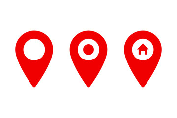 Wall Mural - set of pointer icons or pins for map. sign of navigation or location isolated on white background.