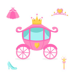 Princess accessories vector illustrations set